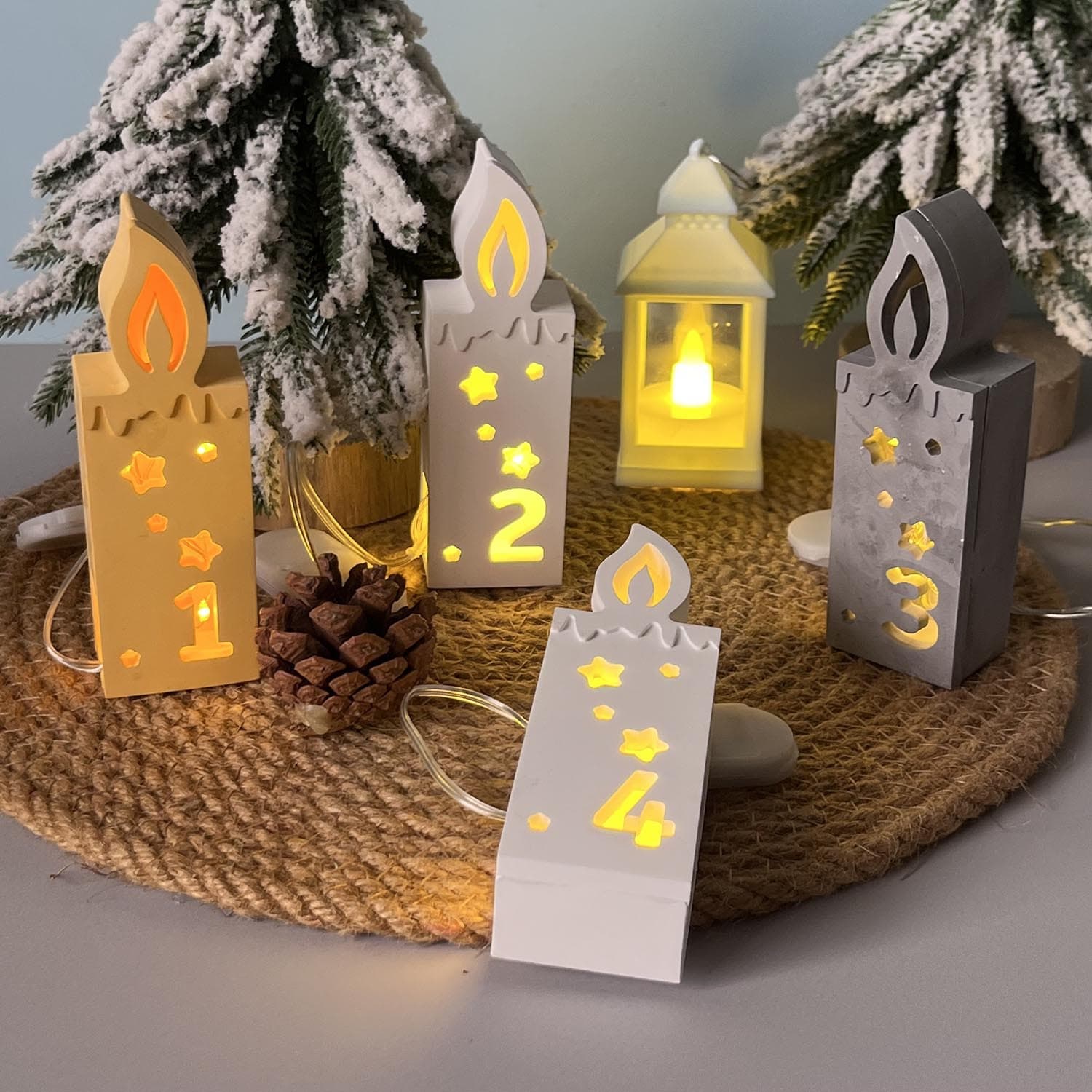 Digital candle holder silicone mold Advent atmosphere lamp aromatherapy candle shape ornaments plaster glue mold
