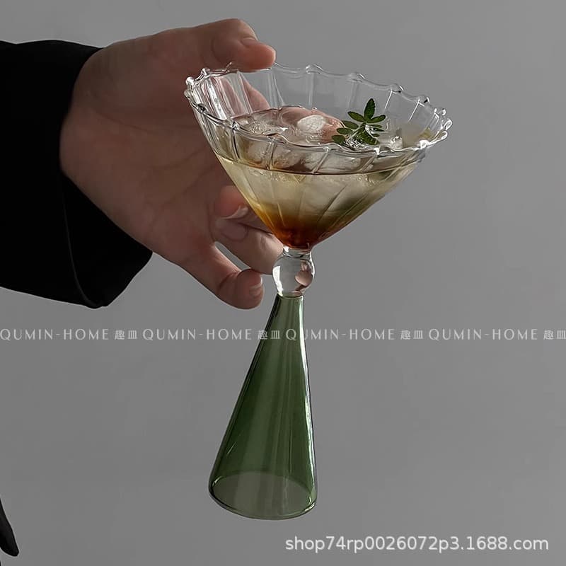 Creative dessert glass drink cup shell pattern cup niche tall pudding ice cream cup cocktail cup