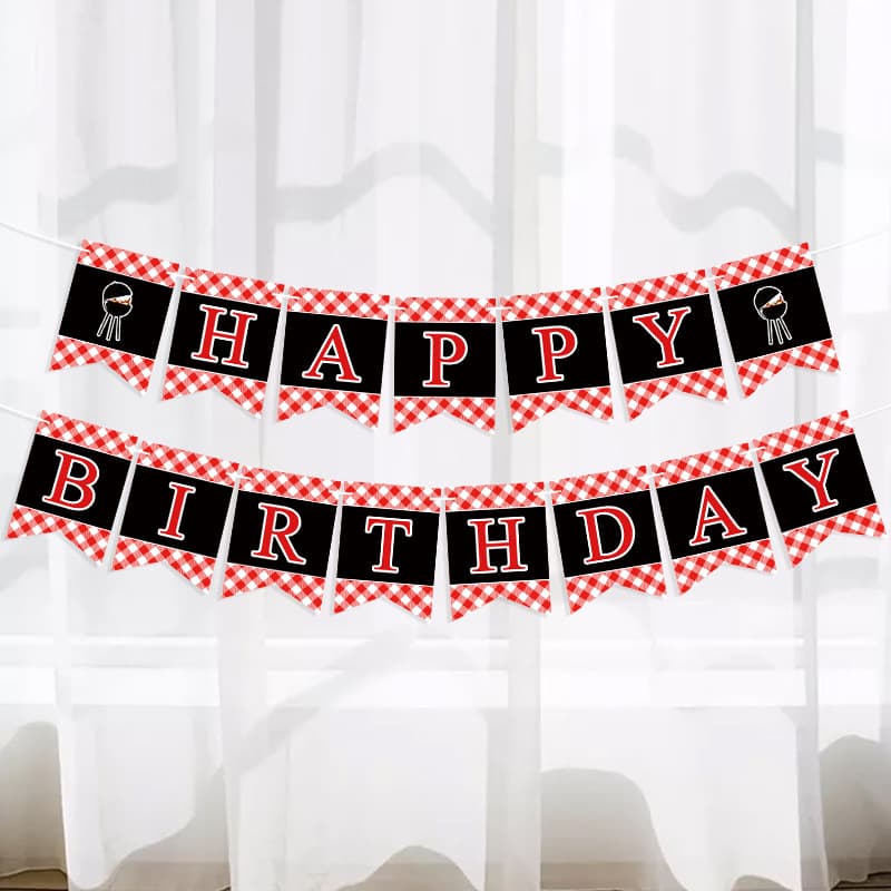 BBQ grill HAPPY BIRTHDAY LOVE I DO BBQ WELCOME BABY Q decorative flag banner