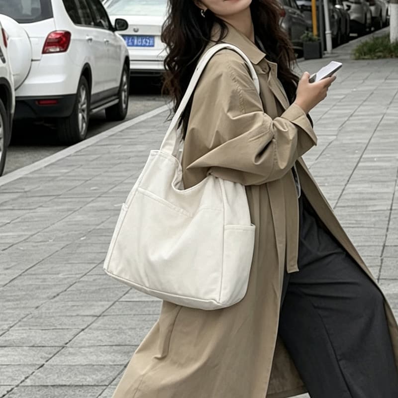 Tote Bag Blank Canvas Bag Large Capacity Crossbody Bag Commuter Tutoring Bag Shopping Bag Women's Cloth Bag