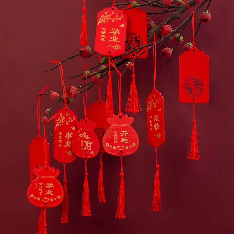 Wooden wishing plaque, red prayer plaque, scenic spot wishing plaque, wooden plaque hanging ornament, temple scenic area message board, handwritten fortune plaque