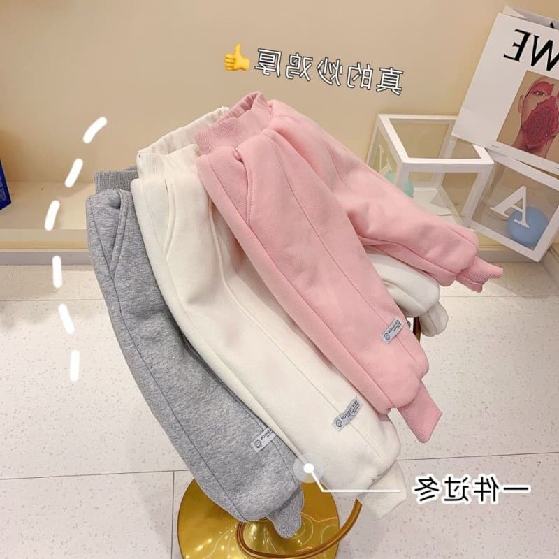 Girls' Fleece-Lined Thick Pants 2021 Winter New Children's Warm Cotton Pants Korean Style Kids' Tapered-Leg Trousers