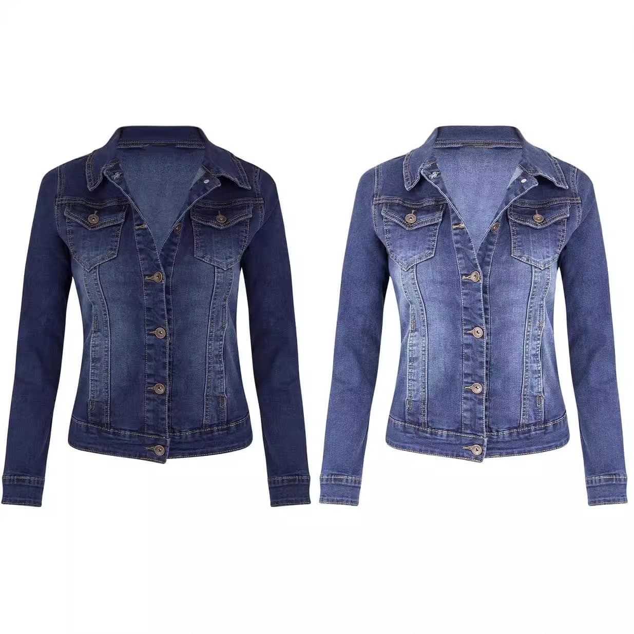 New Fall/Winter European and American Short Slim Fit Motorcycle Stretch Denim Jacket