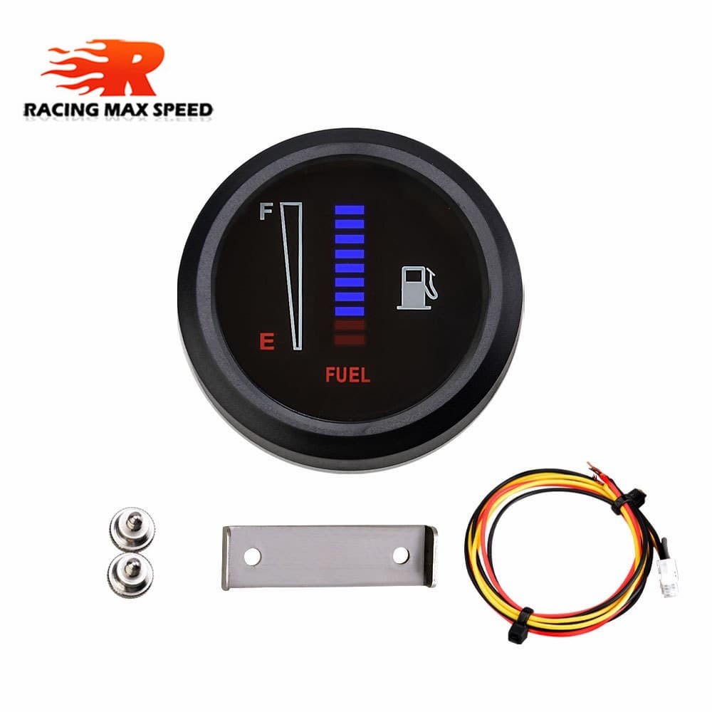 Cross-Border Modified 12V & 24V Car and Motorcycle Modified LED Straight Bar Display Fuel Gauge 2-Inch Blue Light Fuel Gauge