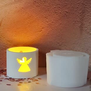 X0740 Angel Candle Holder Decorative Cement Plaster Mold DIY Silicone Mold