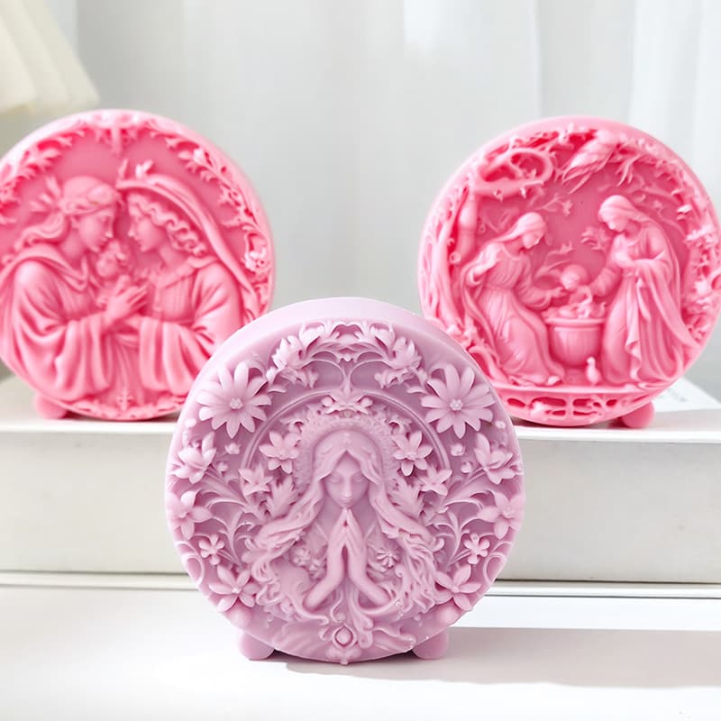 Praying Woman Silicone Mold Newborn Family Theme Candle Holiday Art Decoration