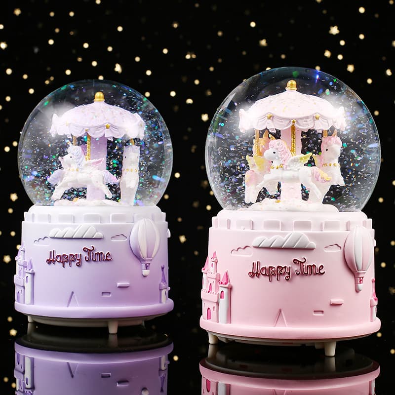 Carousel Music Crystal Ball Castle Music Box Children's Birthday Gift Student Creative Gift Desktop Decoration