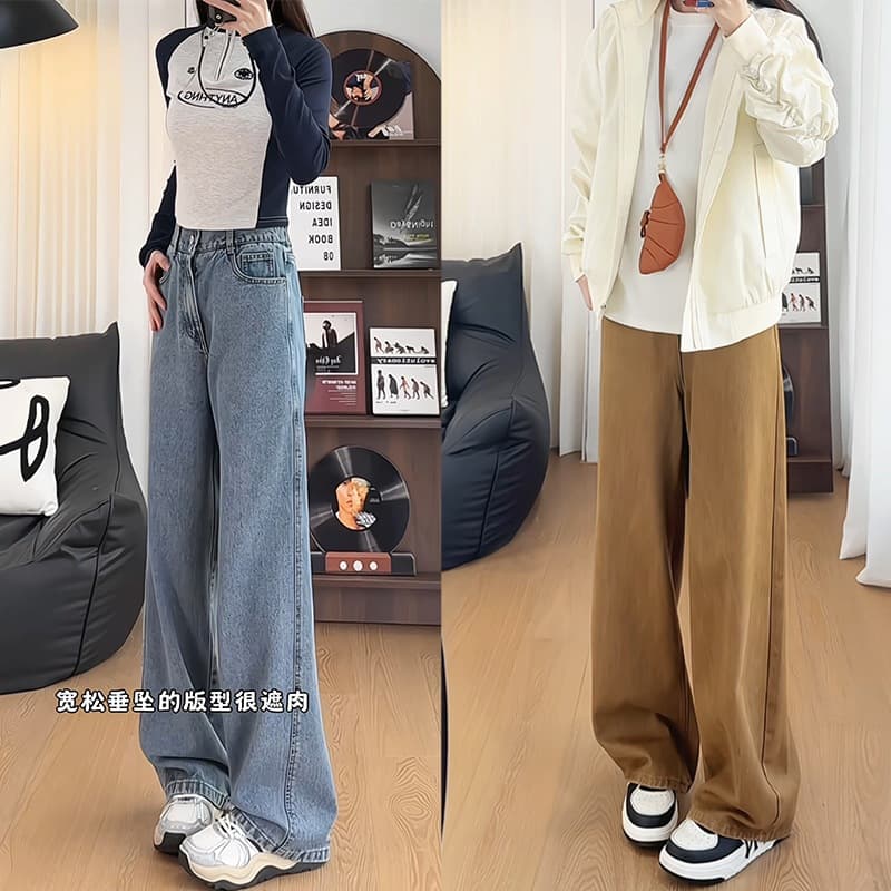 European simple style washed jeans for men and women spring and summer slim straight pants 2025 spring new straight pants for men