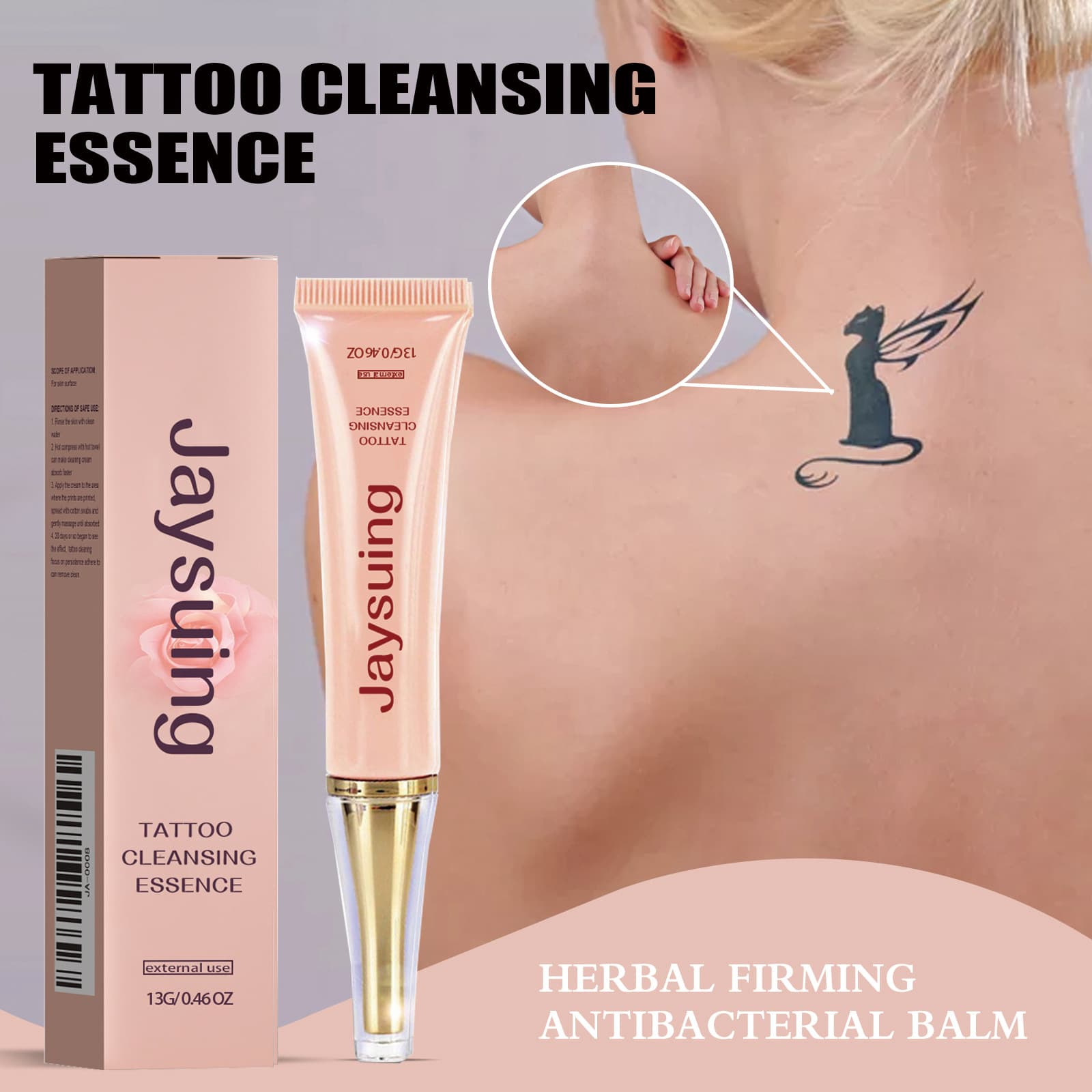 Jaysuing Tattoo Removal Cream Gentle and Comfortable Skin Cleansing Tattoo Moisturizing Refreshing Skin Cleaning Cream