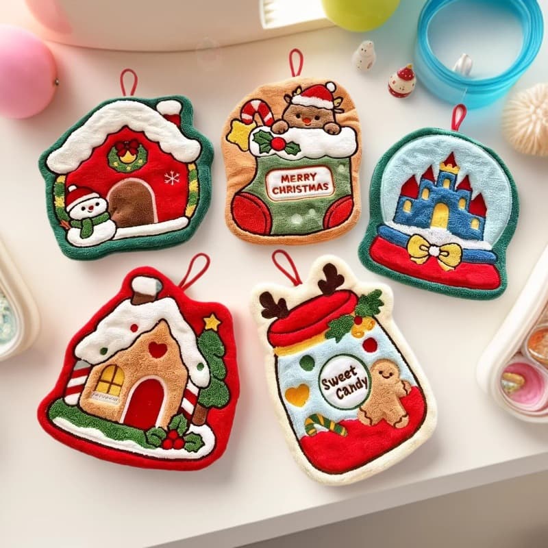 Forest Christmas Party Hand Towel, Hanging Absorbent Hand Towel for Bathroom, Children's Hand Towel