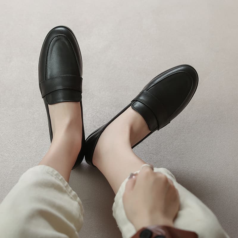 1288 spring/autumn soft leather women's flats, soft-soled slip-on loafers, genuine leather comfortable for work commuting.