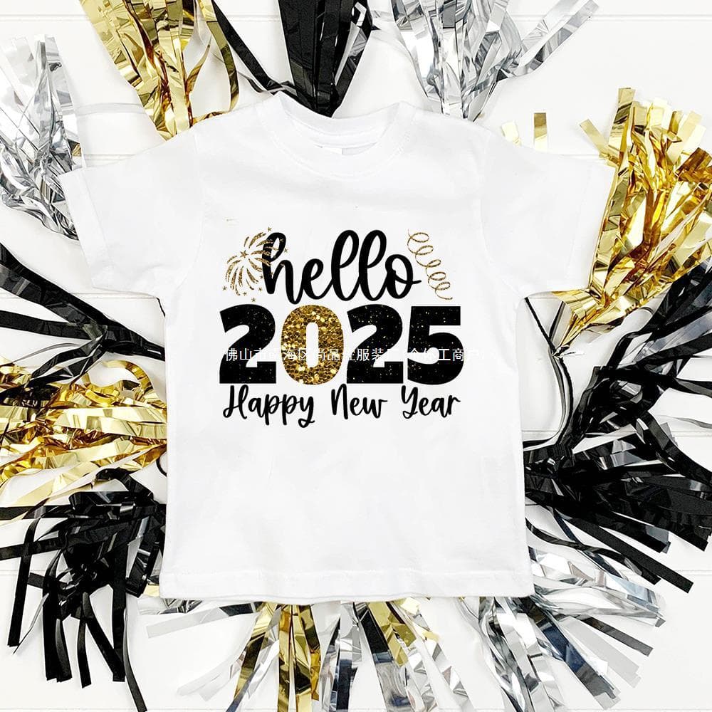 Hello 2025 Happy New Year Kids T-shirt Boys Girls Clothes