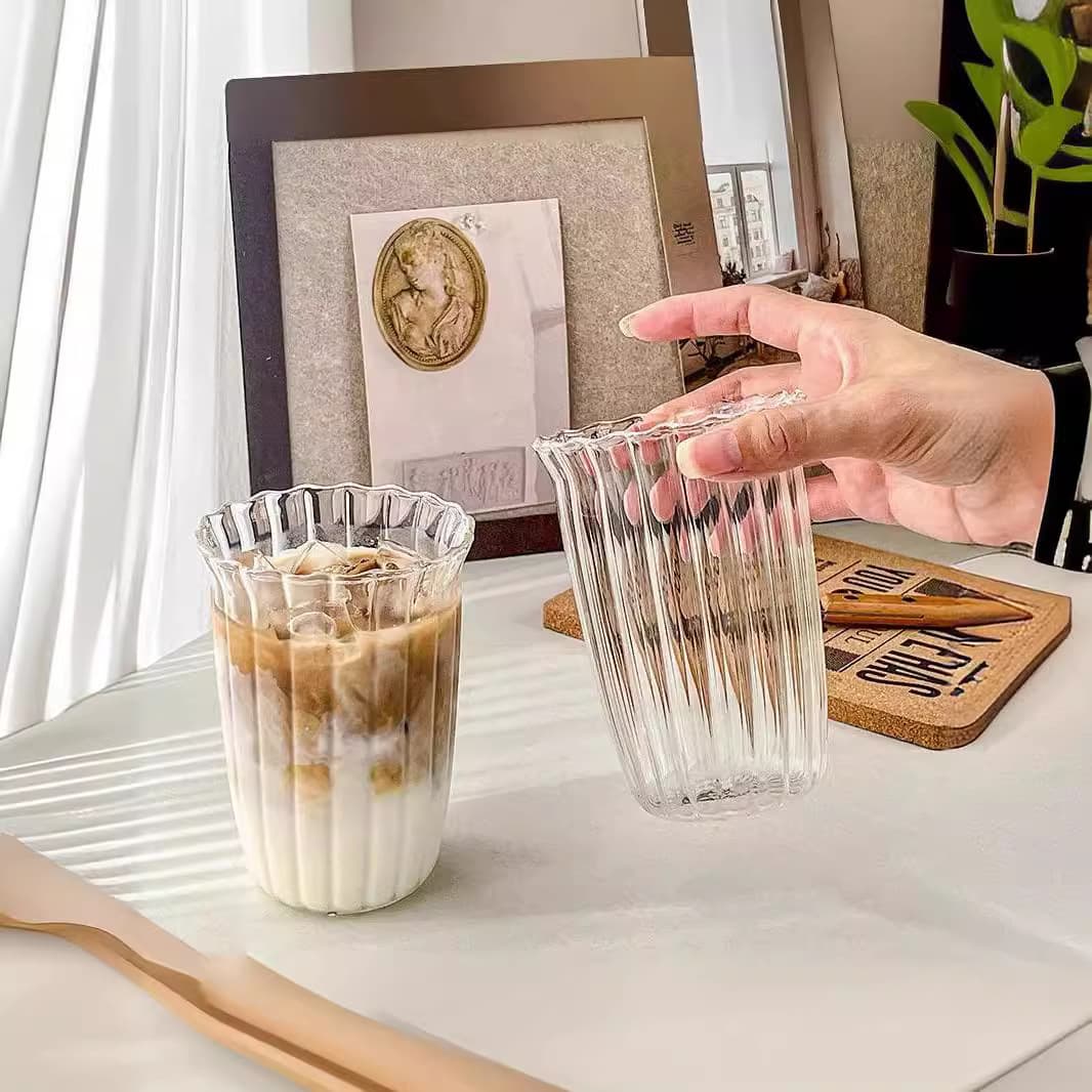 Iced Americano Latte Coffee Cup Ins Style Glass Cup Heat-Resistant Simple Water Cup Milk Cup Beverage Cup Juice Cup