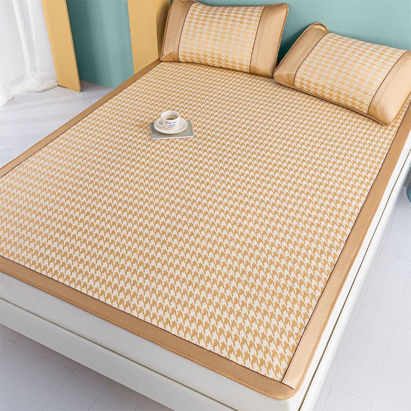 Cool mat three-piece set, ice silk mat, double foldable non-bamboo cool mat, foldable rattan cool mat, 0.9m, 0.6m Amazon
