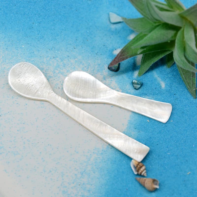 Long White Shell Spoons, Creative Pearl Shell Coffee Utensils, Caviar Spoons, Coffee Spoons
