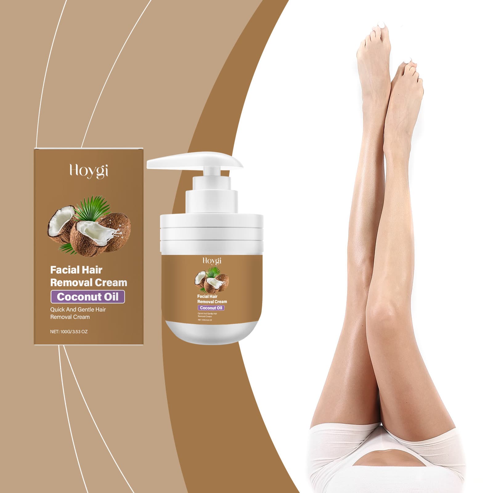 HOYGI Coconut Facial Hair Removal Cream is gentle and non-irritating for facial hair removal for men and women, lip hair and beard.