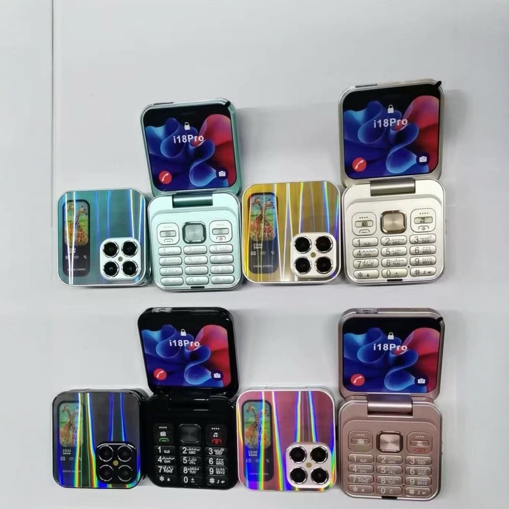New i18pro Foldable Screen Phone 2.4-inch Flip F5 Running Light Built-in Battery Low Price Foreign Language Phone