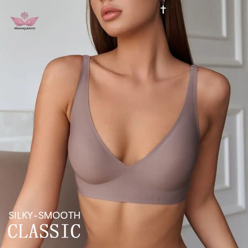Cross-border Exclusive Jelly Strip Seamless Underwear for Women, Backless Side Boob Control Anti-sagging Soft Support Wire-Free Push-up Bra