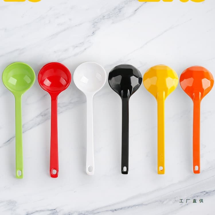 Commercial Melamine Soup Spoons, Spicy Soup Ladles, Turtle Shell Spoons, Plastic Long Handle Round Head Turtle Back Spoons for Rice Noodle Catering