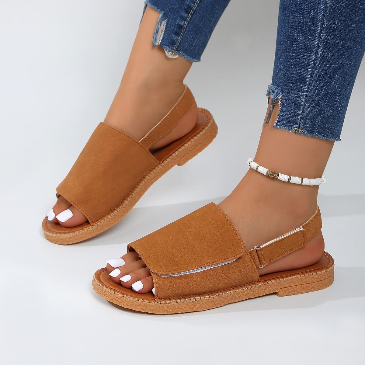 Cross-border Trade European and American Style Flat Sandals 2026 New Patchwork Women's Sandals Lightweight Comfortable Peep Toe Sandals
