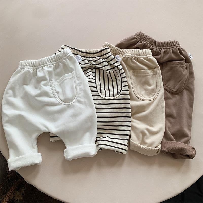 New Big Butt Pants Korean Style Summer Air Conditioning Baby Pants Boys Girls Striped Long Pants Outerwear Thin White