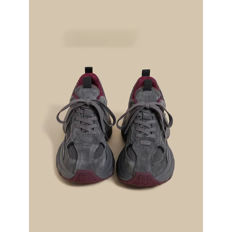 Fashionable Dad Shoes for Women, New Autumn and Winter Models, Fleece-Lined, Versatile Casual Sports Shoes in Ancora Red and Gray, Other Flyknit Styles