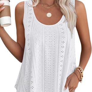 European and American Foreign Trade 2024 Spring/Summer Amazon Round Neck T-Shirt Sleeveless Hollow Jacquard Top Vest Women Casual Versatile