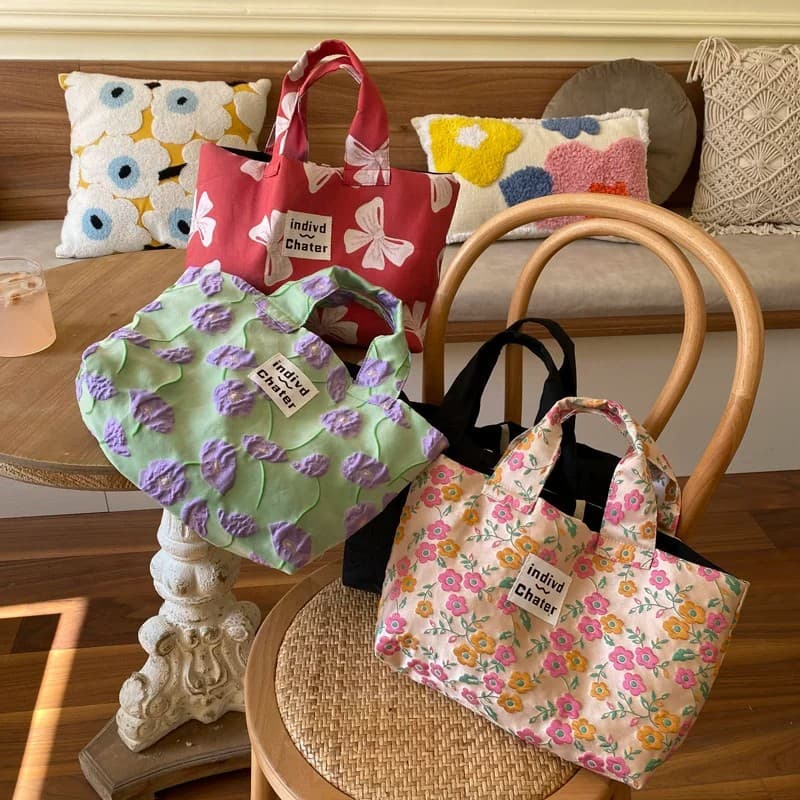 2026 New Korean Style Canvas Tote Bag Large Capacity Shoulder Bag Underarm Bag Commuter Versatile Handbag