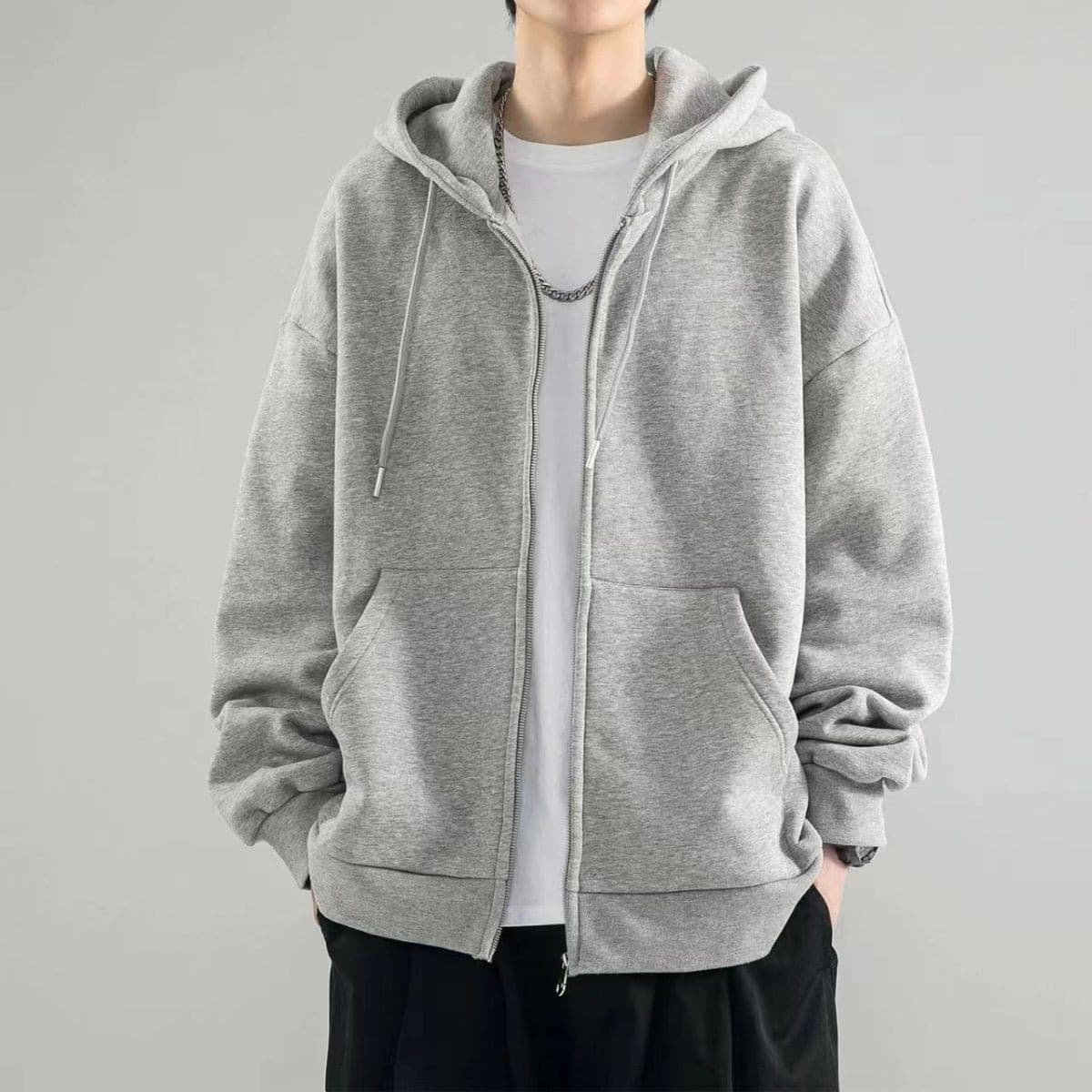 Men's Cardigan Jacket Spring Autumn Plus Size Casual Hooded Sweatshirt Versatile Zip-Up Hoodie Jacket Hooded Cardigan Sweatshirt