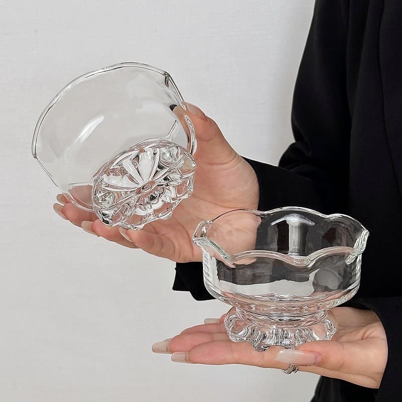 Ins Style Glass Bowl Ice Cream Bowl Dessert Bowl Fruit Ice Cream Bowl Home Yogurt Jelly Bowl
