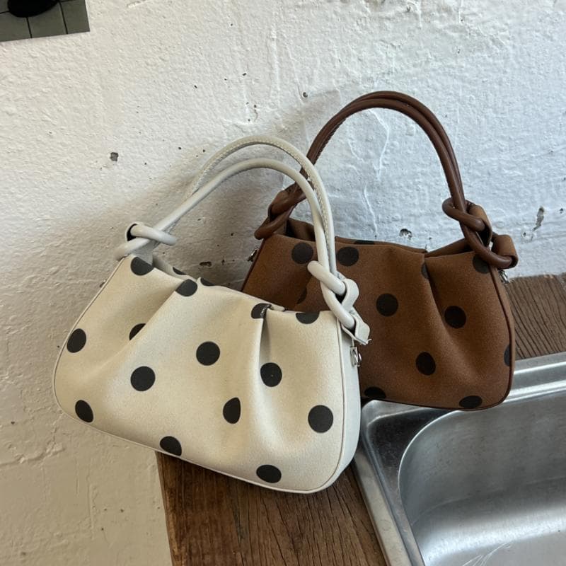 Textured Handbag Women's Pleated Mini Tote Bag 2026 New Summer Polka Dot Small Square Bag Fashion Crossbody Bag Polka Dot