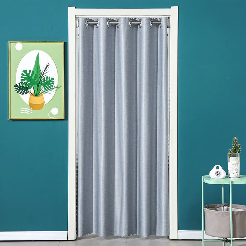 Summer new air conditioning windshield door curtain no punching sliding curtain solid color four seasons cotton home partition bedroom curtain blackout