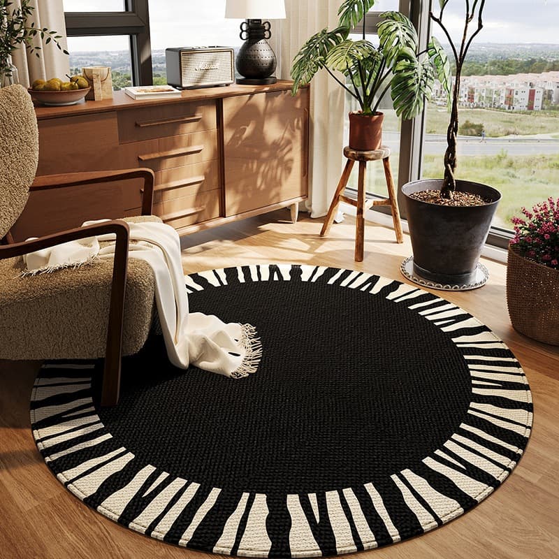 Light luxury living room carpet, large area stain-resistant anti-slip carpet, bedroom bedside carpet rocking chair swivel chair round loop pile carpet