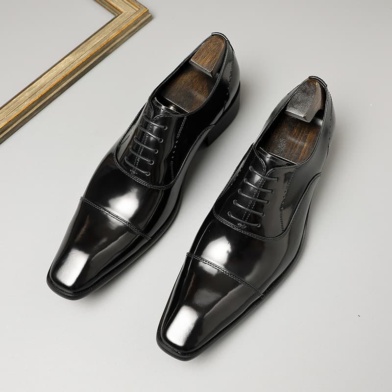 Men's Business Formal Three-Piece Leather Shoes 2023 Autumn/Winter, Italian High Heel Long Style Trendy Men's Leather Shoes