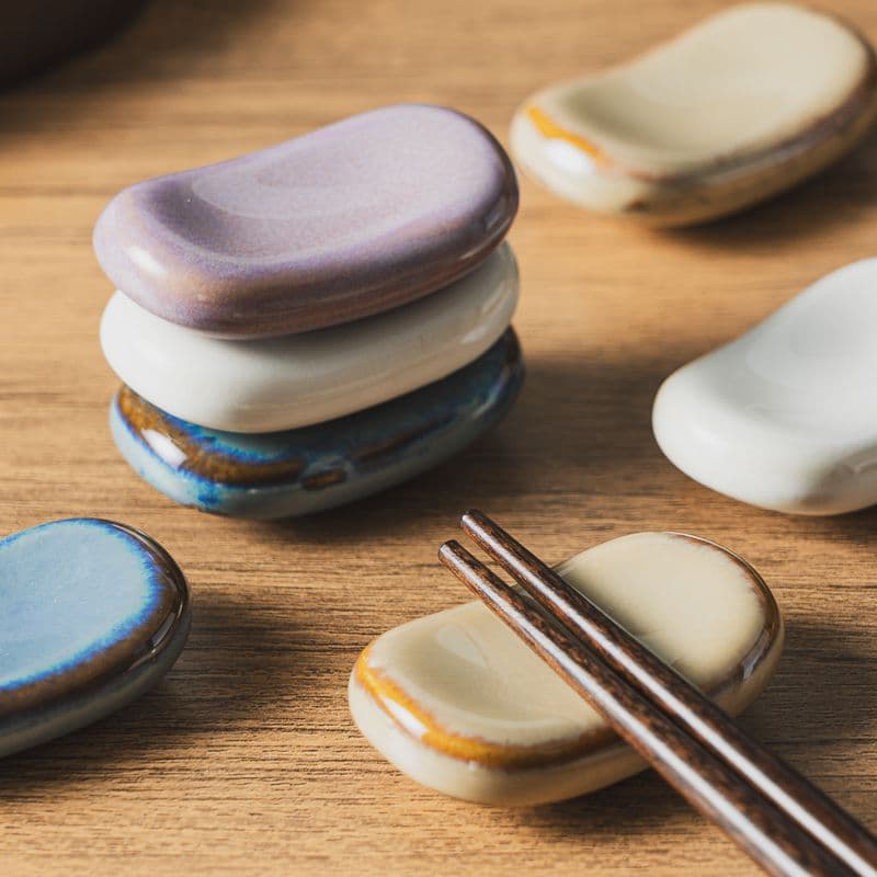 Glaze Variation Chopstick Rest Creative Minimalist Color Glaze Ceramic Stand Mini Spoon Holder Japanese-style Rest Wholesale