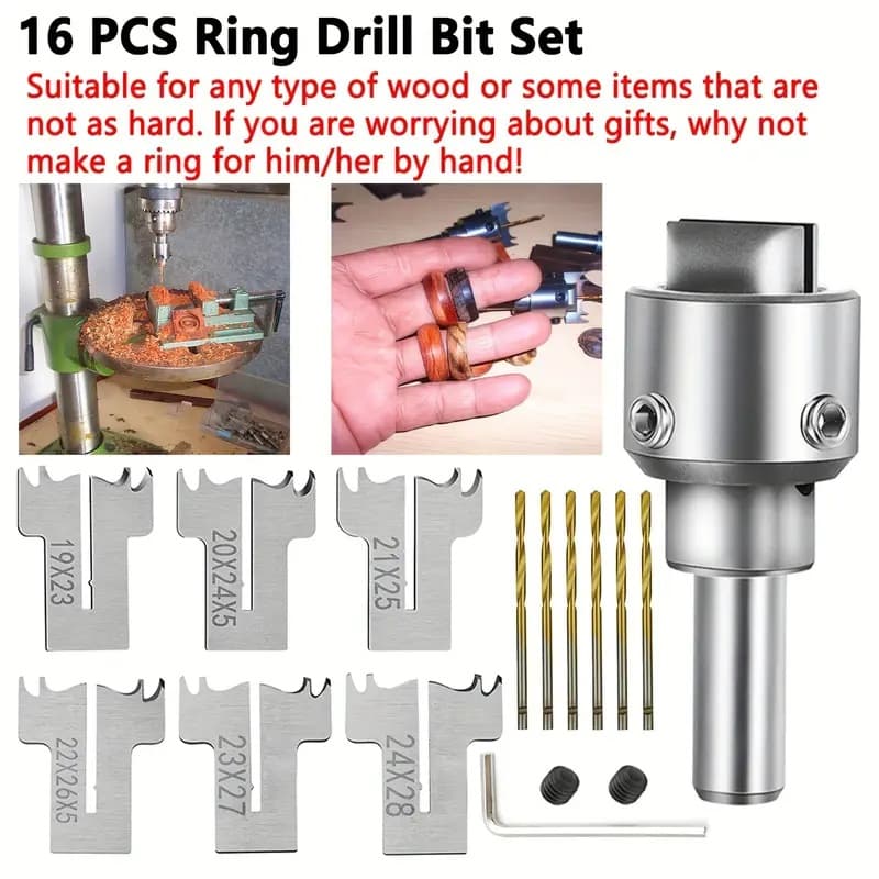 16-Piece Ring Knife Set Woodworking Drill Bits Ring Blanking Buddha Bead Knife Buddha Bead Barrel Knife Woodworking Tools