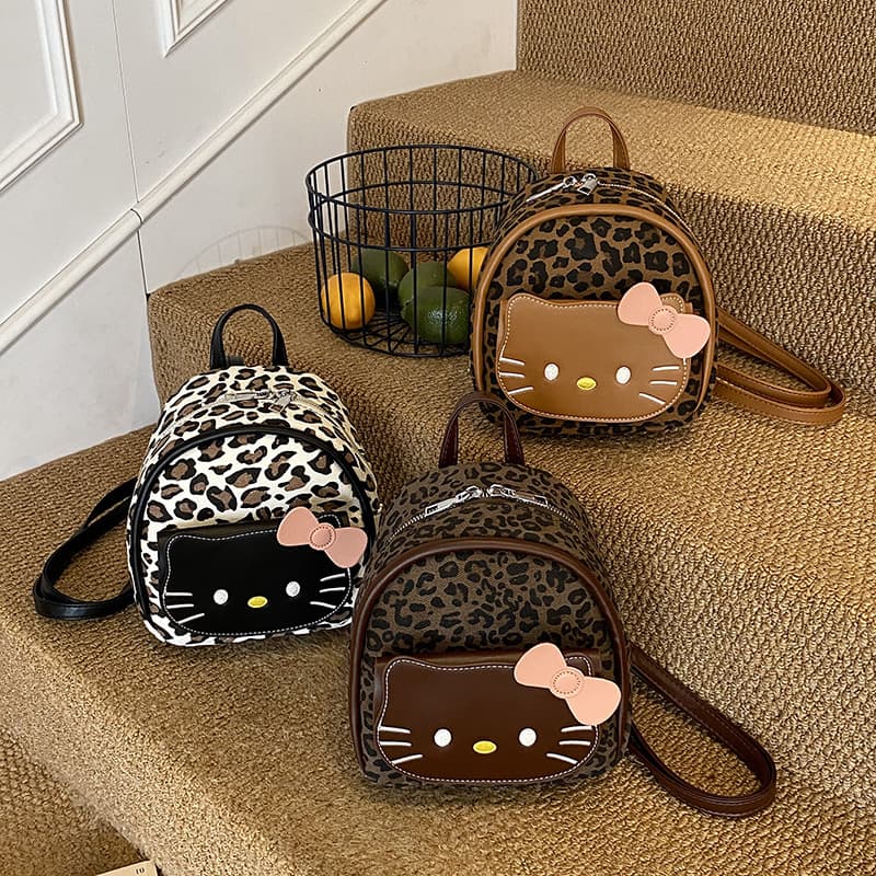Cross-Border Women's Bag Autumn and Winter New Cartoon Cute Cat Leopard Print Backpack Korean College Style Girl Multi-Purpose Backpack