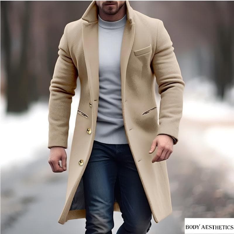 [Multiple Colors & Sizes] Men's Wool Coat, Winter, British Style, Single-Breasted, Fitted, Suit Collar, Casual Youth Jacket