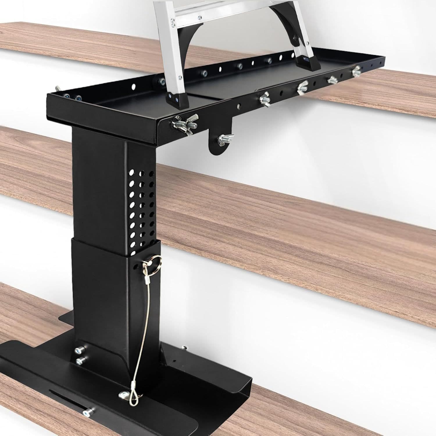 Ladder leg levelers, ladder foot pads, support base extenders, telescoping, foldable.