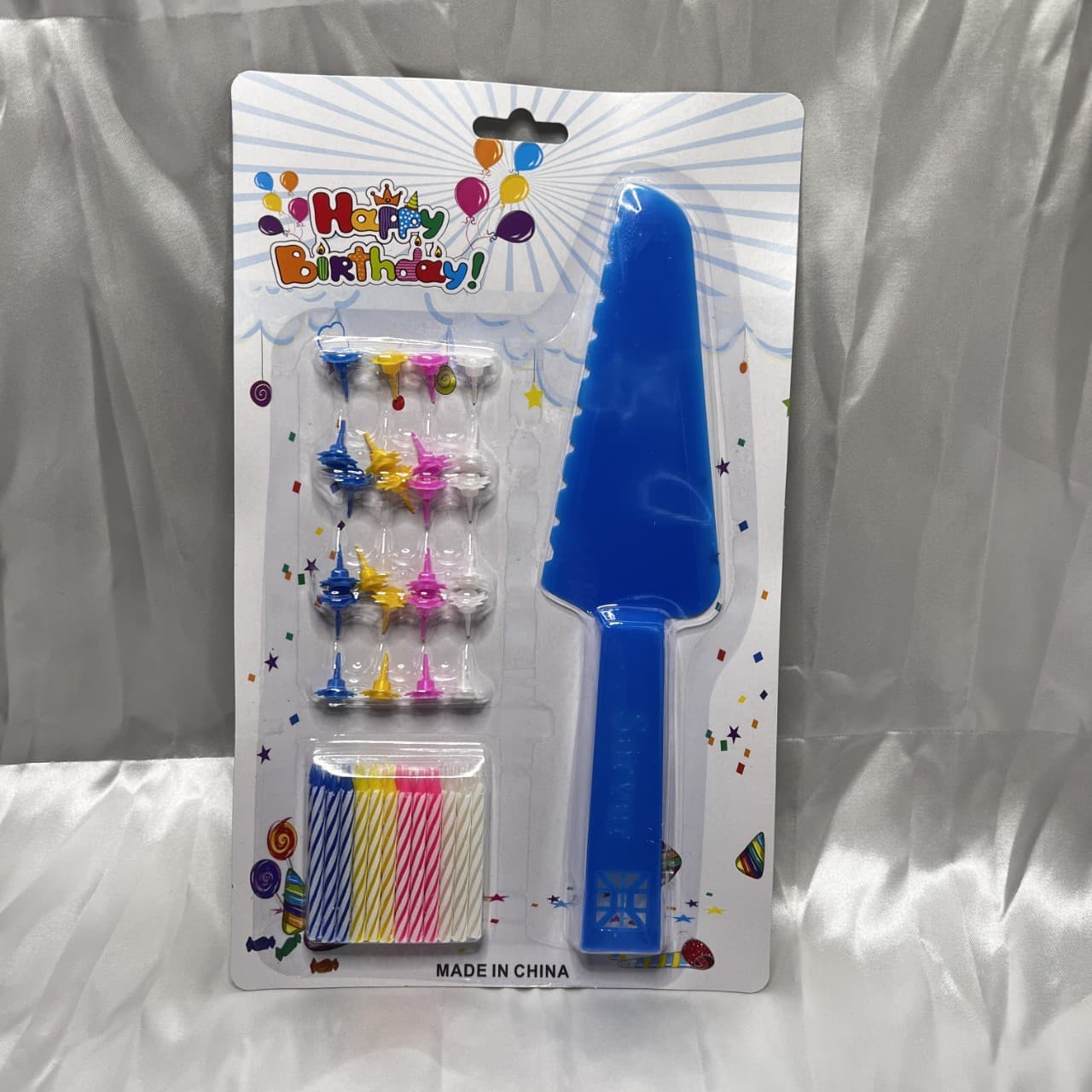 White card knife creative birthday cake candle wholesale birthday party color solid color two-color pink blue candle