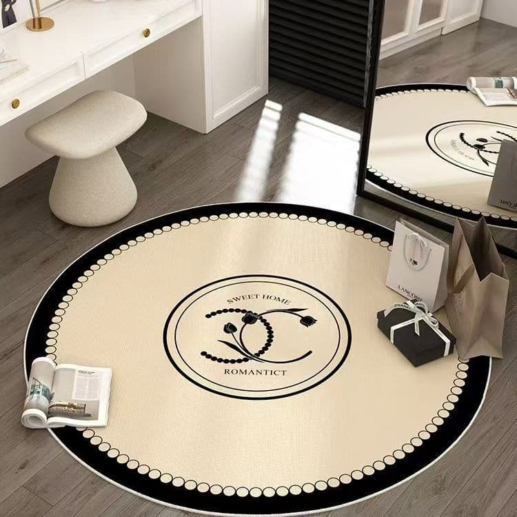 Round rug for living room, sofa, coffee table, large area coverage, light luxury American style, bedside rug, live streaming room rug