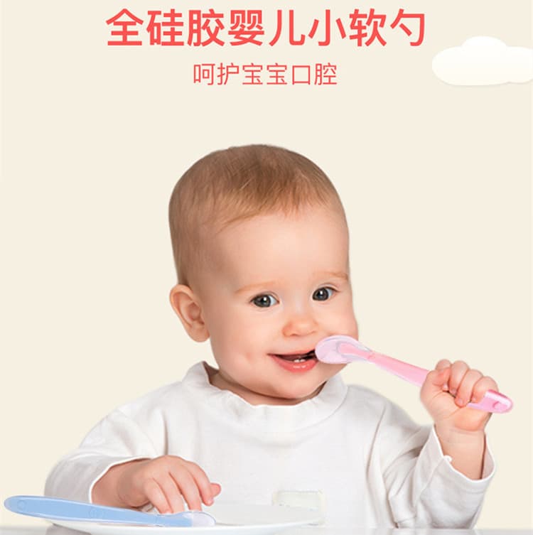 Soft Silicone Spoon Baby Food Grade Infant Supplementary Food Spoon Rice Pudding Fruit Puree Spoon for Babies above 6 Months