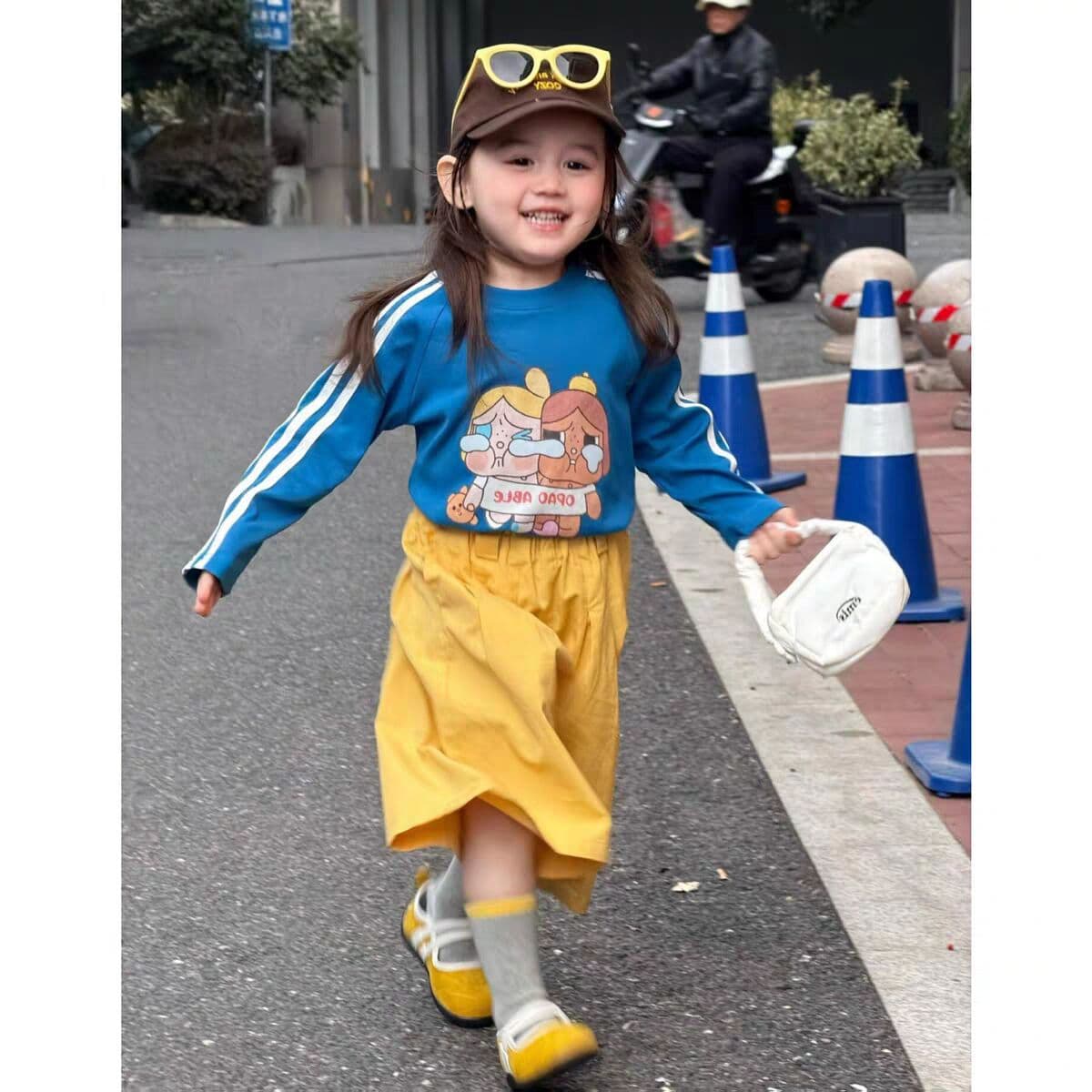 Dopamine Dressing Girls Set 2026 New Style Spring Baby Super Cute Blue Long Sleeve T-shirt Cartoon T-shirt Trendy