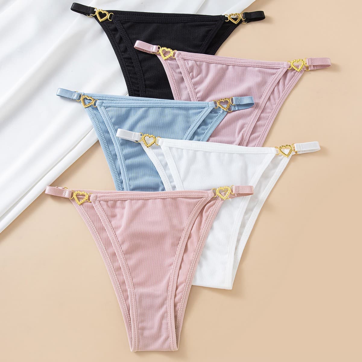 New Sexy T-Back Thong for Women, Cotton Low-Rise Metal Buckle T-Back Thong
