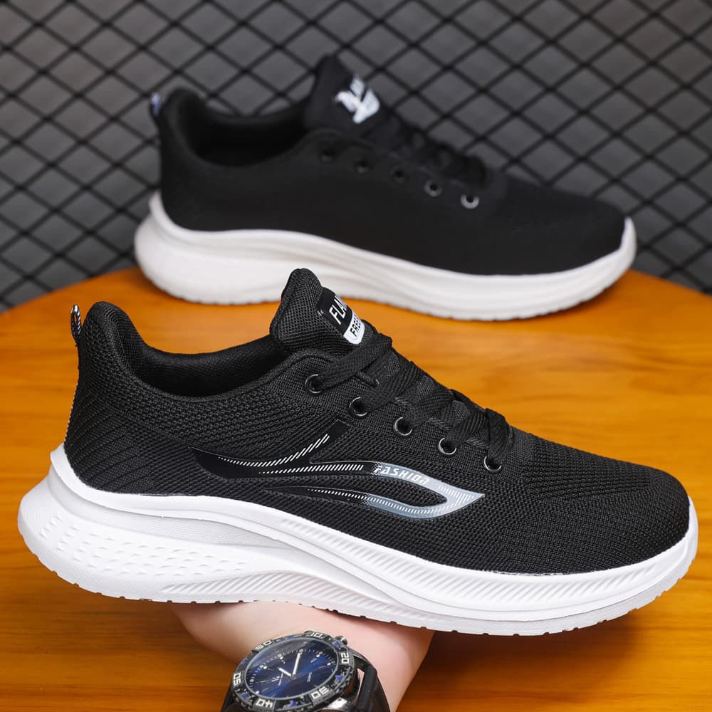 Men's Spring Autumn Simple Knitted Casual Shoes, Soft Sole Lightweight Running Shoes, Breathable Sports Shoes