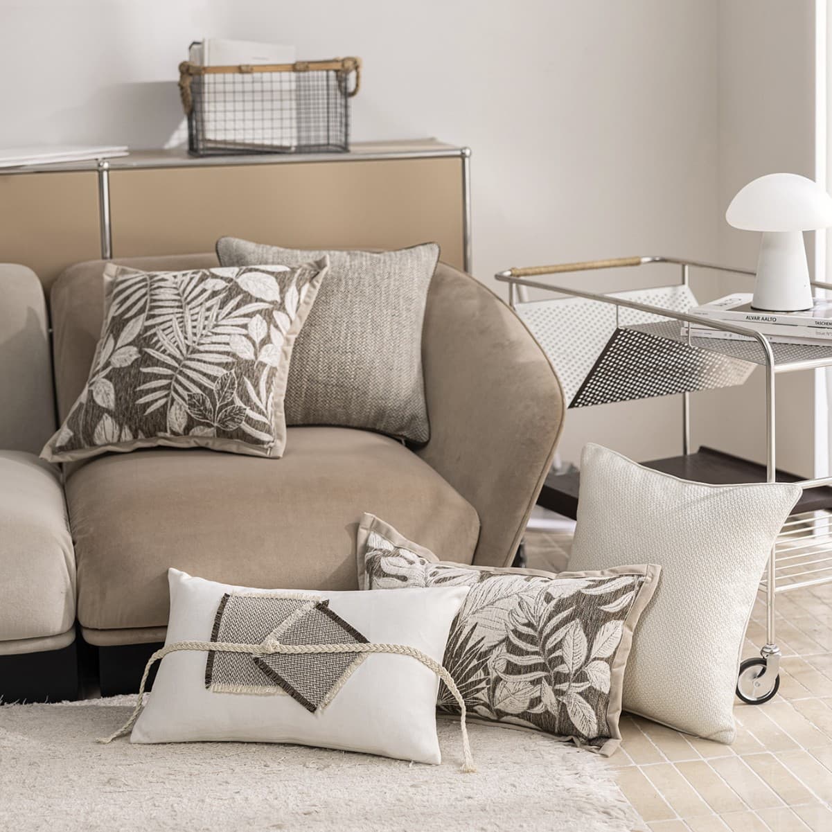 Modern Minimalist Woven Jacquard Throw Pillow Cover for Sofa, Bed, and Headboard