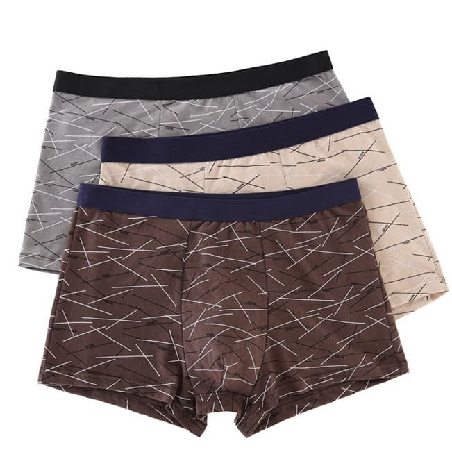 Youth Men's Boxer Briefs, Printed, Elastic, Breathable, Plus Size, Sexy, Mid-Rise, Double Layer