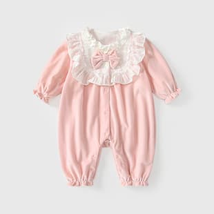 Baby Clothes Autumn/Winter Infant Onesie Class A Velvet Girls' Long-Sleeve Romper, Small Month Crawling Suit