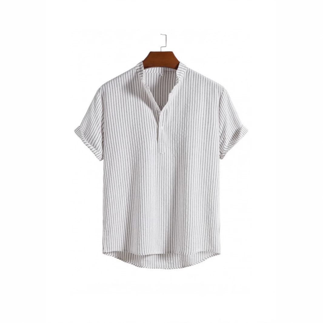 25 AliExpress Amazon summer men's shirts plus size men's cotton and linen stand-up collar short-sleeved shirts foreign trade men's shirts