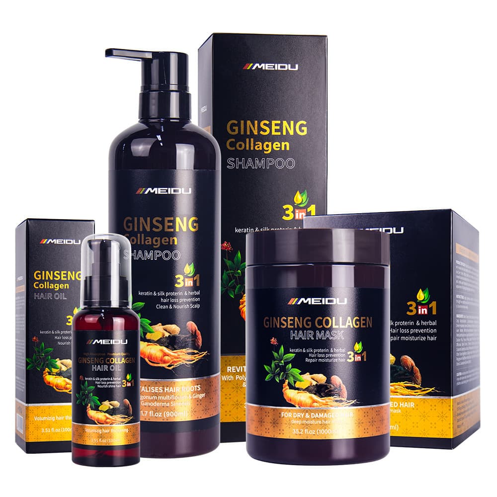 Cross-border English foreign trade ginseng collagen shampoo and care set repair nourishing and smooth shampoo care